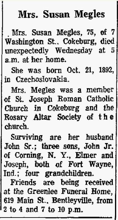 Susan Megles obit